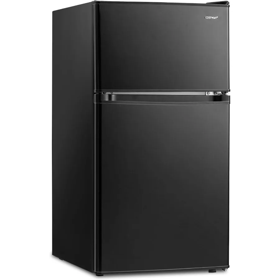 مدمج 3.2 قدم مكعب. ثلاجة صغيرة مع تصميم قابل للعكس ببابين، ترموستات قابل للتعديل، أرفف زجاجية قابلة للإزالة مثالية لـ Be