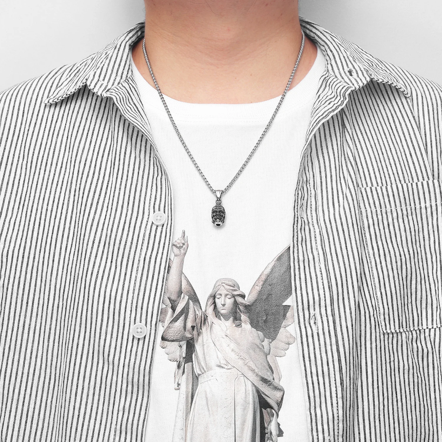 Good and Evil Buddha Demon Stainless Steel Men Women Necklaces Pendants Chain Punk Trendy Jewelry Creativity Gift Wholesale