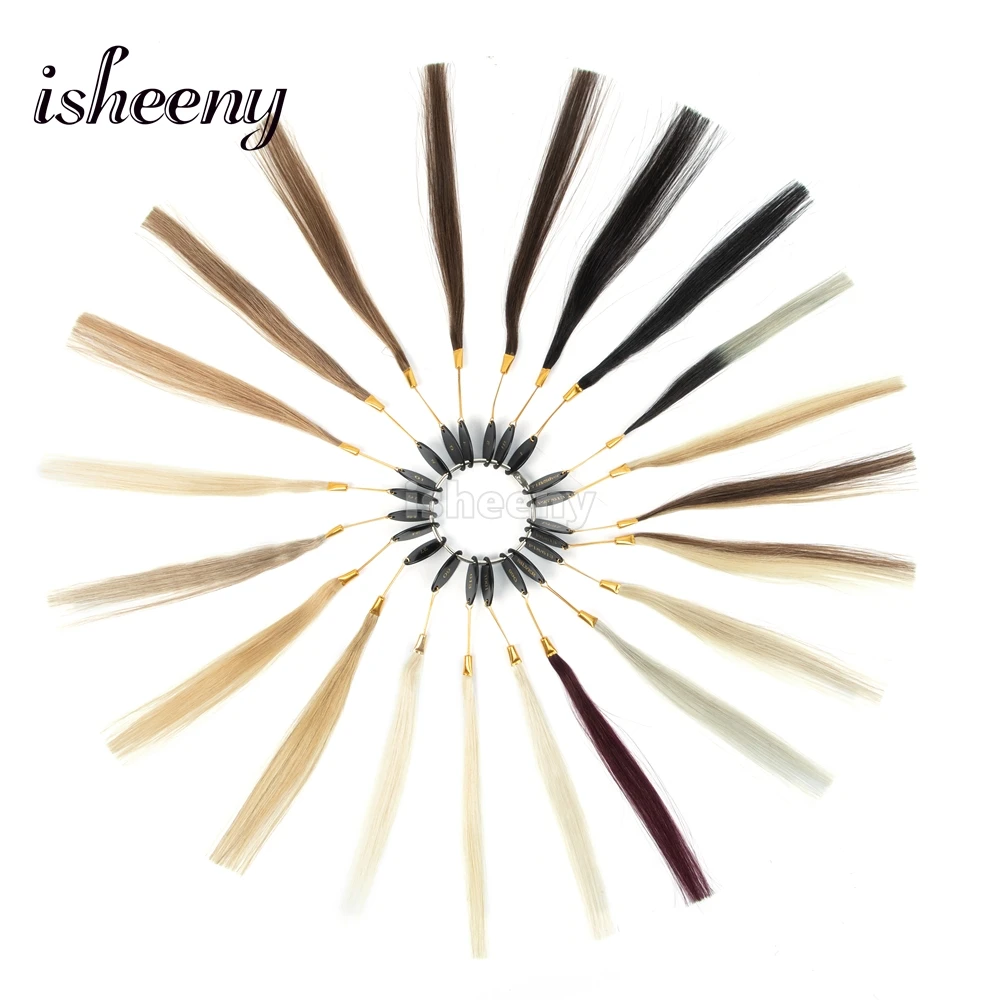 

Цветное кольцо из человеческих волос isheeny, 21 цвет для салона и фабрики волос, профессиональная таблица цветов для наращивания волос