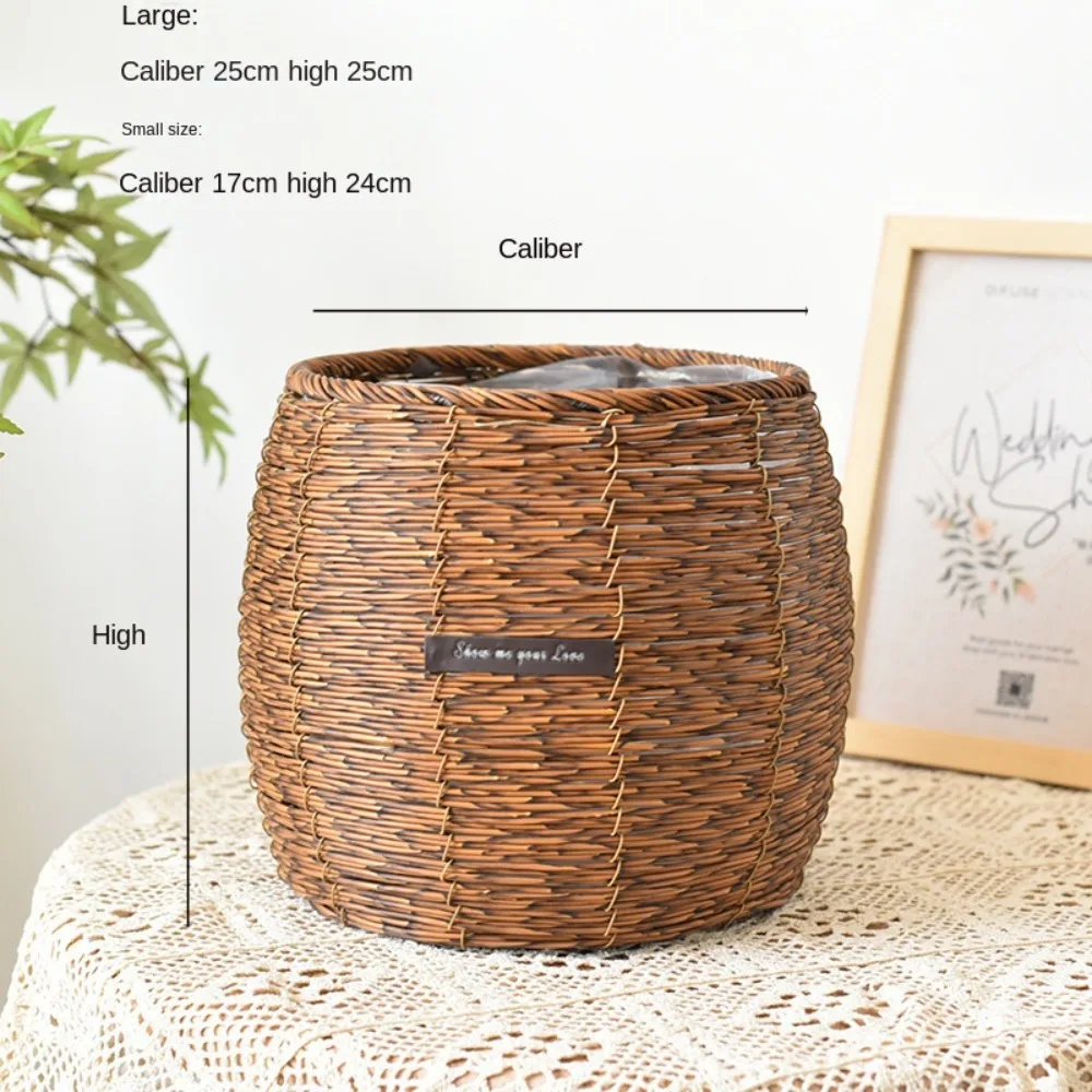 Straw Wicker Woven Planter Basket Handmade Flower Pot Rattan Seagrass Storage Basket Yellow Laundry Clthoes Baskets