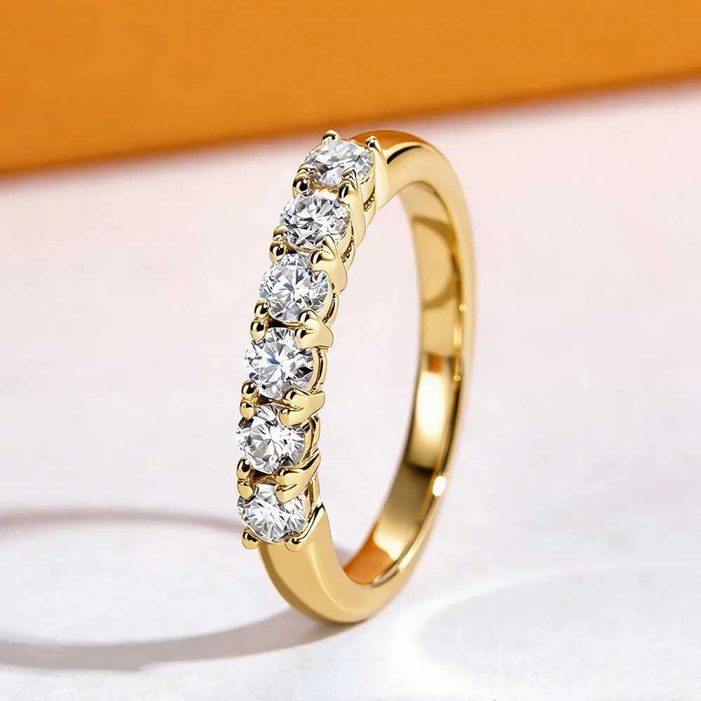 

5pcs Moissanite Rings For Women 925 Silver Personalized Ring Wedding Plated 18k White Yellow Golden Woman Designe Jewelry Gifts