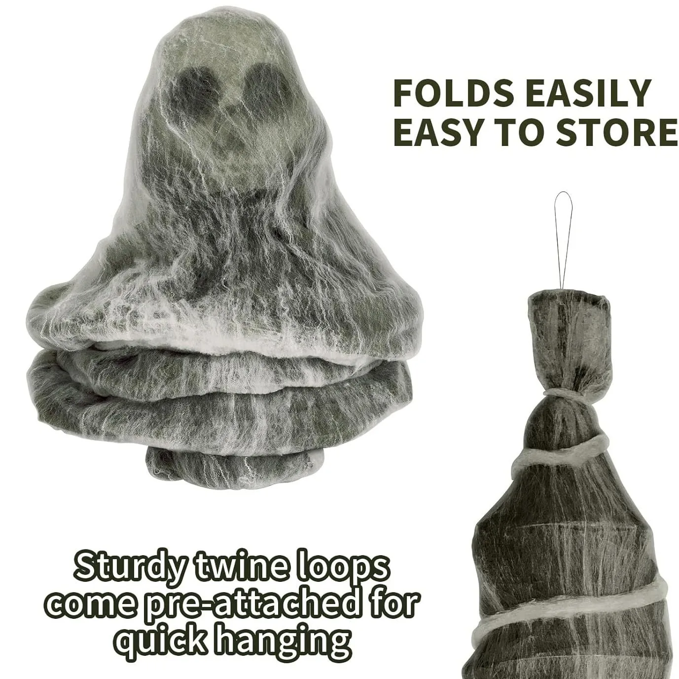 72 بوصة بالحجم الطبيعي معلقة زاحف رأسا على عقب شبح الهالوين مخيف المومياء شرنقة جثة زينة حفلة المنزل حلية الدعائم جديد #3