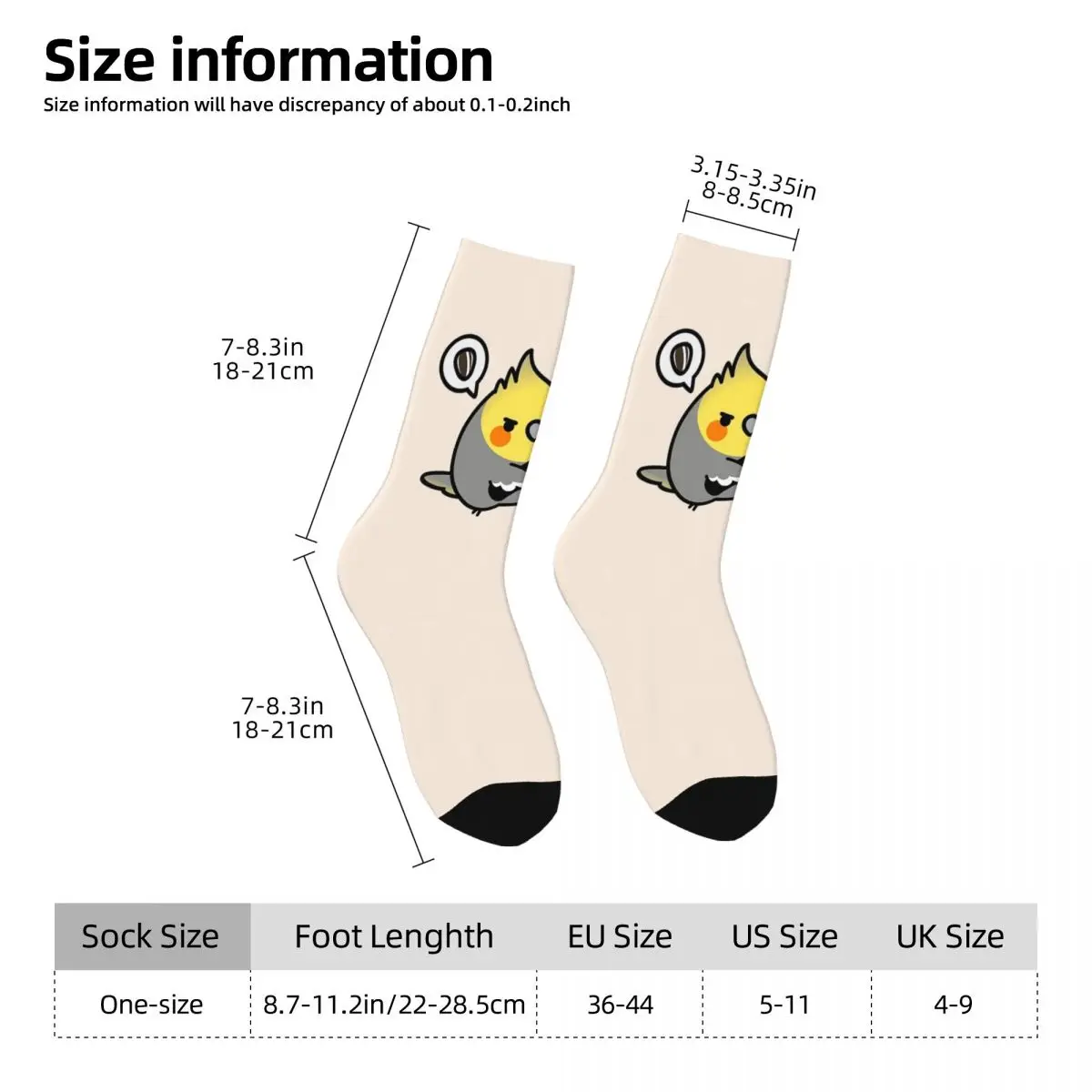 Calzini con coltello di cockatiel paffuto Harajuku Calze di alta qualità Calzini lunghi per tutte le stagioni Accessori Regalo di compleanno per uomo e donna