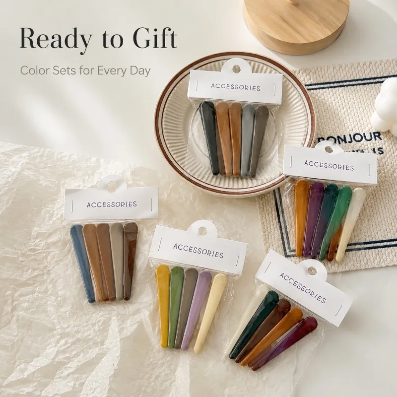 5Pcs Matte Solid Color Alligator Hair Clips Smooth Non Slip Hair Barrettes Women Daily Makeup Hair Accessories Hair Clips Women