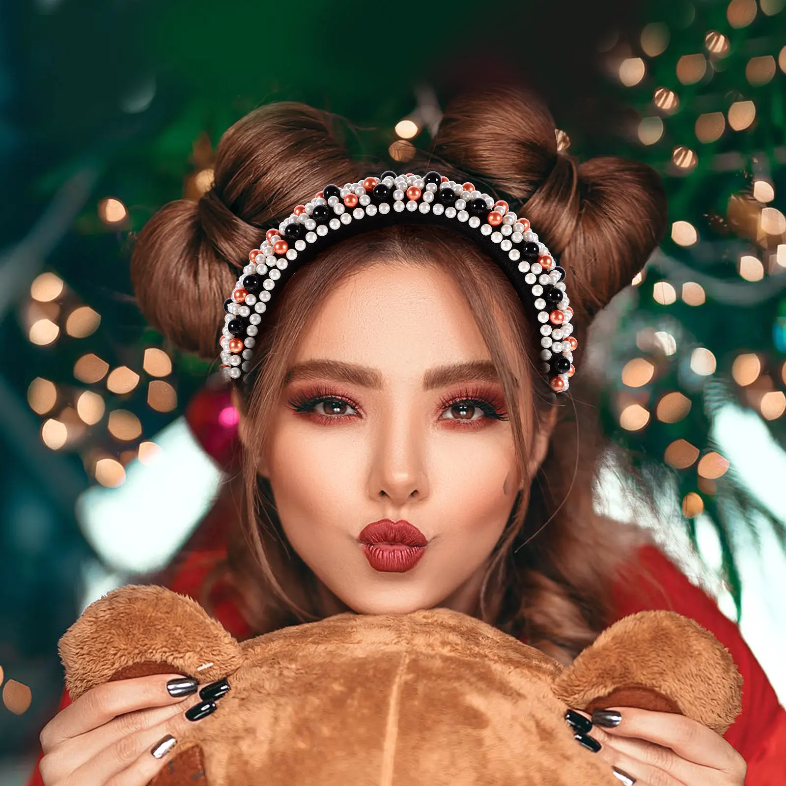 

Women Pearl Headband Wide Delicate Hair Band Lightweight Non-Fade Hair Accessory for Casual Formal Events Spa Washing Face