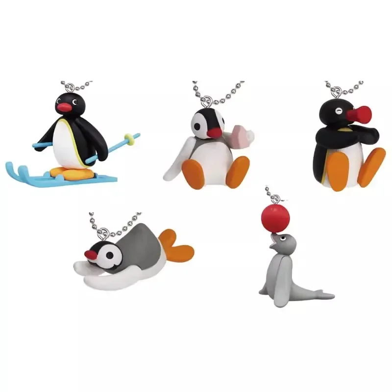 Japan Original Kawaii Gashapon Figure Cute Penguin Seel Skiing Keychain Capsule Toys Anime Figurine Gift