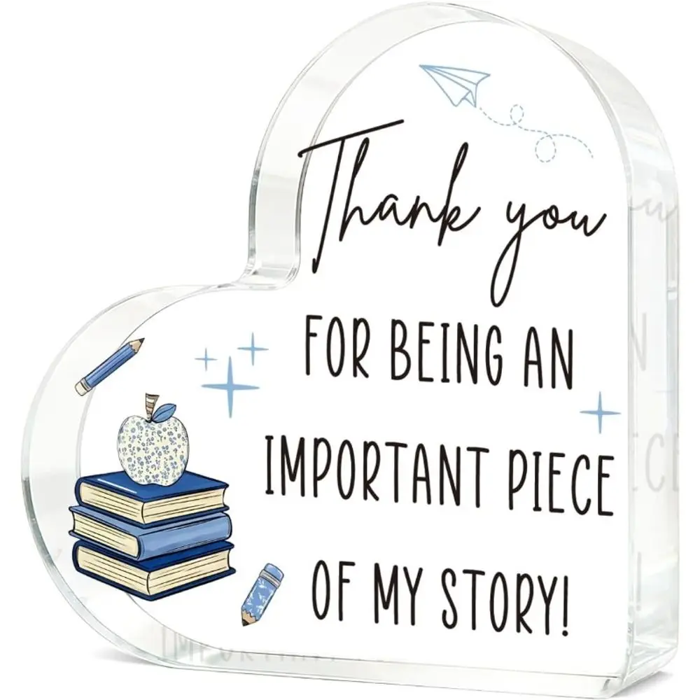 Heart shaped acrylic desk plaque, teacher appreciation ornament, teacher retirement gift, graduation teacher decor, tabletop off