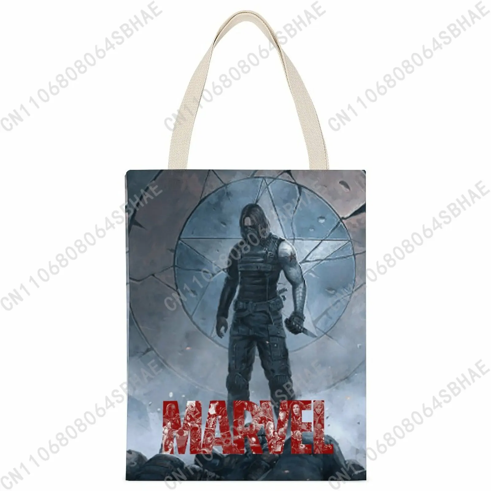 

Сумка-шоппер из холщовой ткани Marvel Bucky Barnes, многоразовая сумка для покупок, женская и мужская сумка через плечо, с двусторонней печатью, подарок, косплей