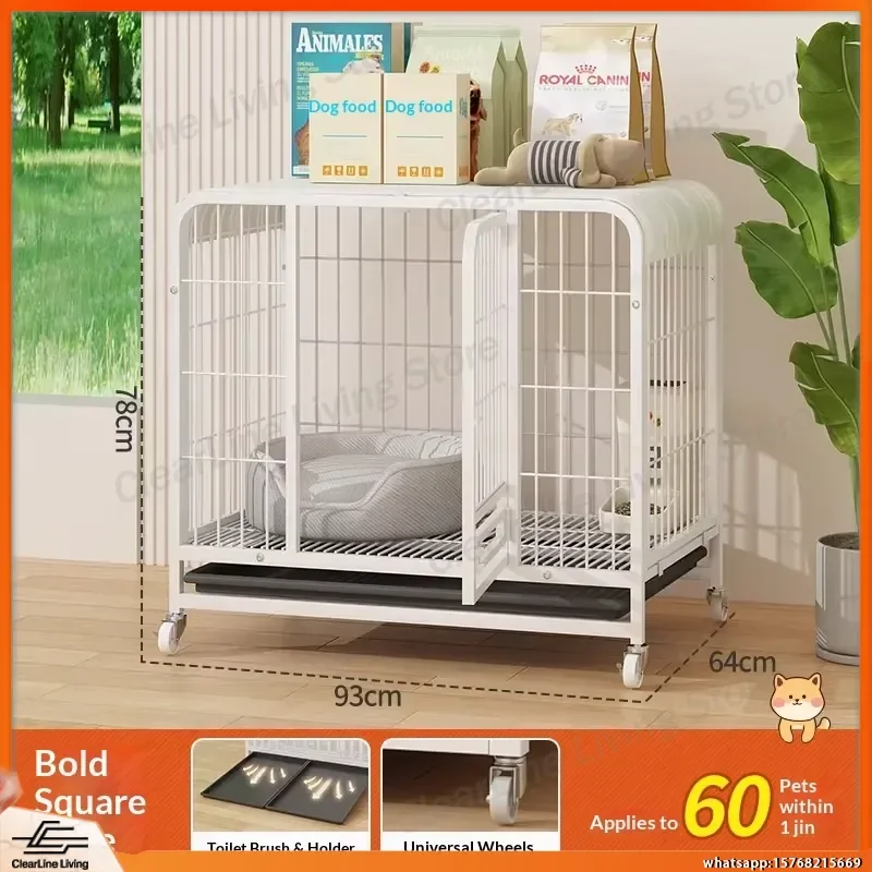 

Large Double Door Metal Dog Crate with Tray Heavy Duty Foldable Pet Cage for Medium Large Dogs Home Office Desk Kennel