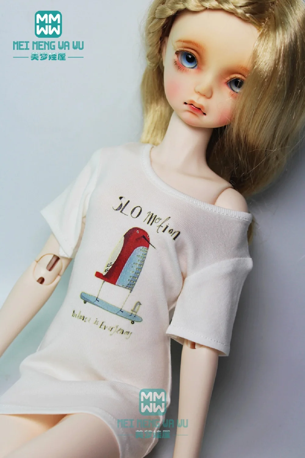 Se adapta a muñecas BJD de 1/4, ropa de moda MSD, camiseta informal larga con estampado, regalo
