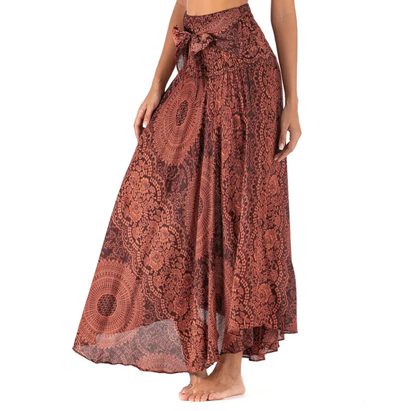 Casual Thai Skirt European and American dress half length skirt beach vacation skirt two in one big skirt Bohemian style Skirts