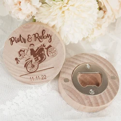 Custom Engraved Round Wooden Beer Bottle Opener with Magnet Wooden Refrigerator Magnet Bottle Opener for Kitchen Gathering Party