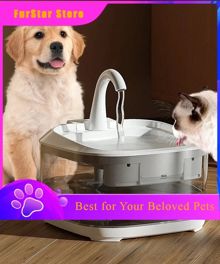 FurStarFood-Grade PC Silent Large Capacity Pet Water Fountain With Advanced Circulation Filtration And Automatic Water Supply Fo