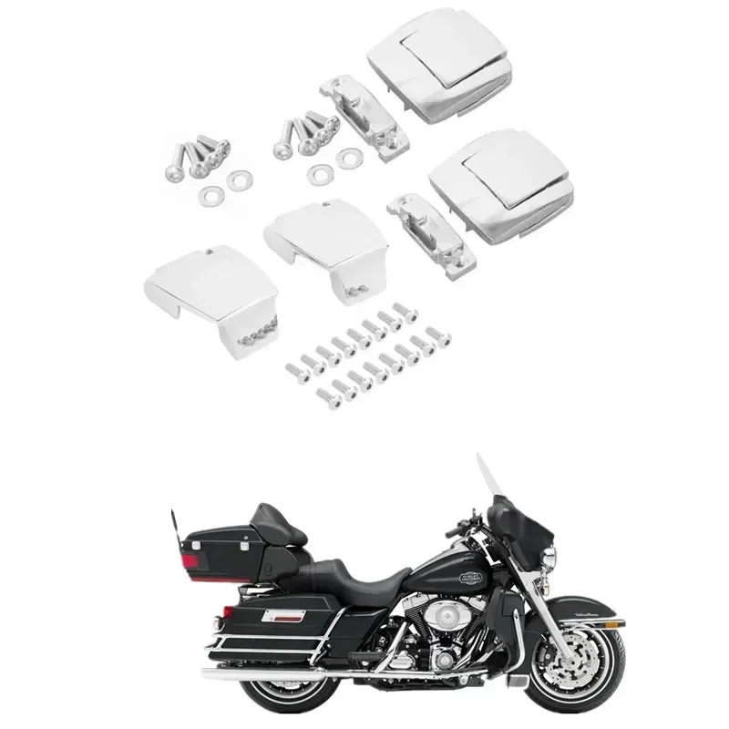 For Harley Touring Glide 1988-2013 Chopped King Tour Pack Latches Hinges Chrome Motorcycle Parts Accessories