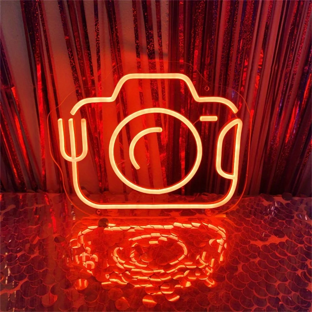 

Camera Shape LED Neon Sign USB Powered Wall Hanging Decor Multipurpose Neon Light for Bedroom, Game Room Party & Business Studio