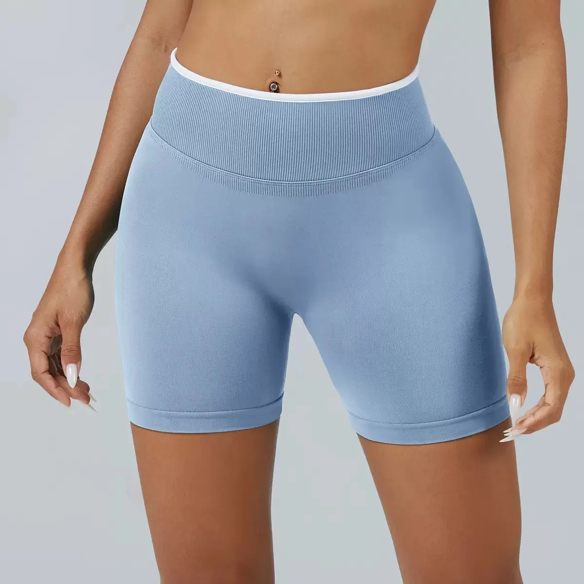 Women White Waist Tight Summer Seamless Sports Shorts High Waist Hip Lifting Yoga Pants Running High Elastic Sport Shorts Female