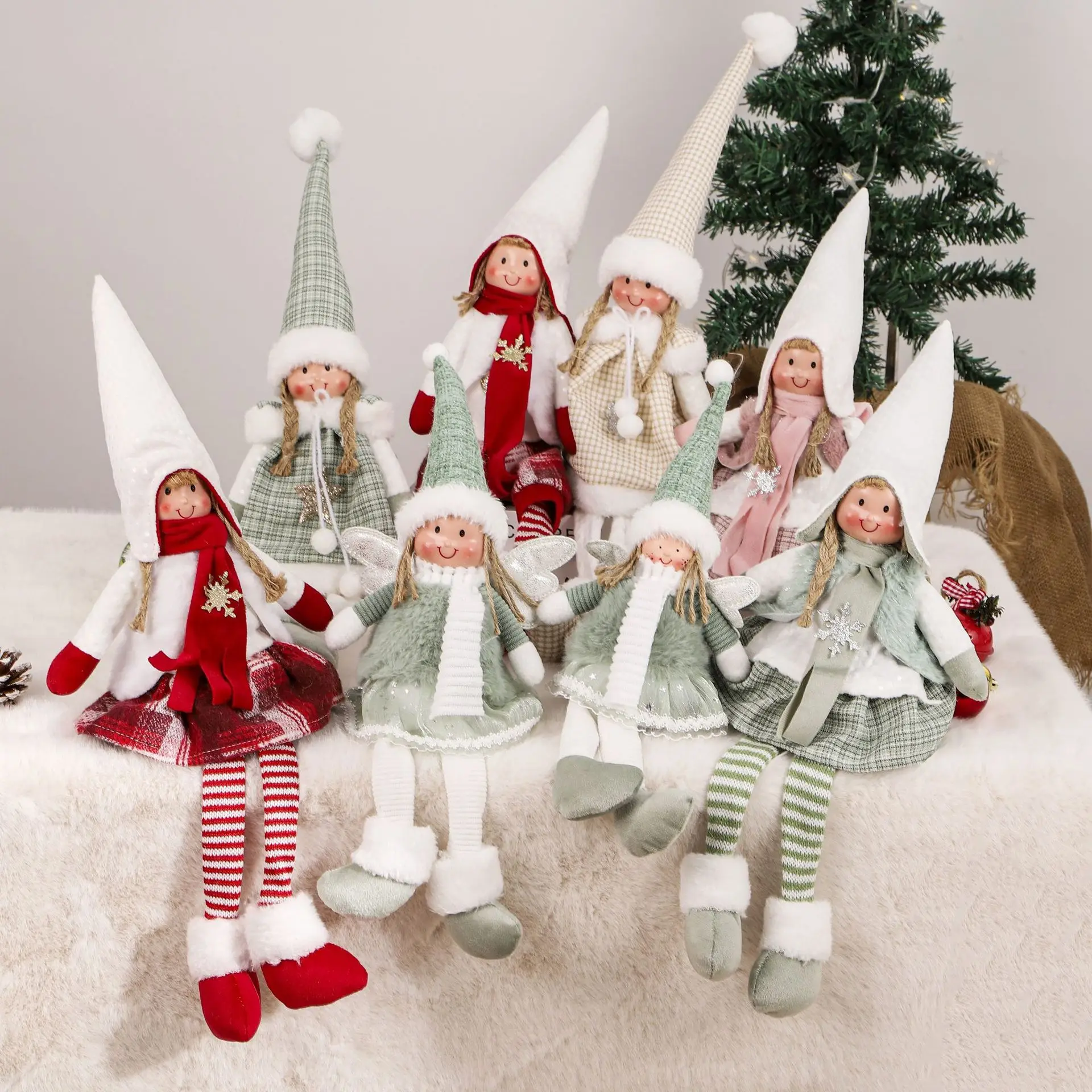 

Christmas Angel Figurine Cute Elf Doll Holiday Decoration Desktop Ornament