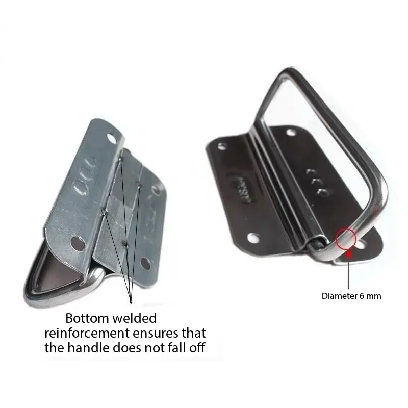 Thickened 304 Stainless Steel Folding Handle, Handle Toolbox, Movable Handle, Industrial Equipment Box Handles Furniture
