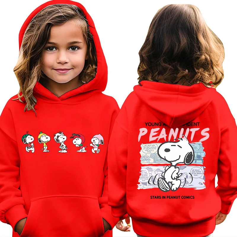 Snoopy print children's clothing kids plus velvet hoodie girls sports sweater autumn and winter cartoon clothing