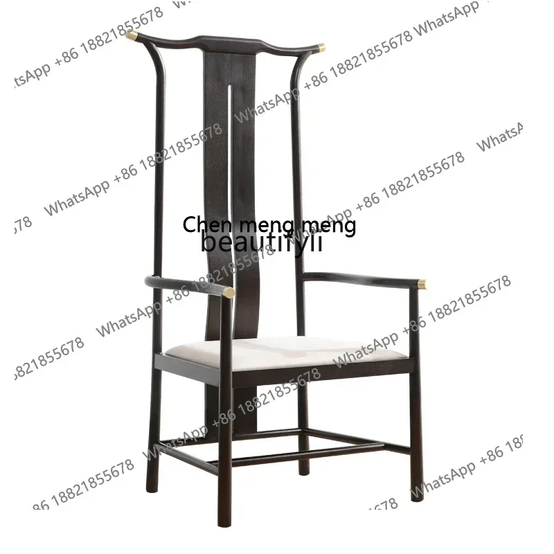 X  New Chinese solid wood official hat chair high-end tea chair tea room tea  high back chair single