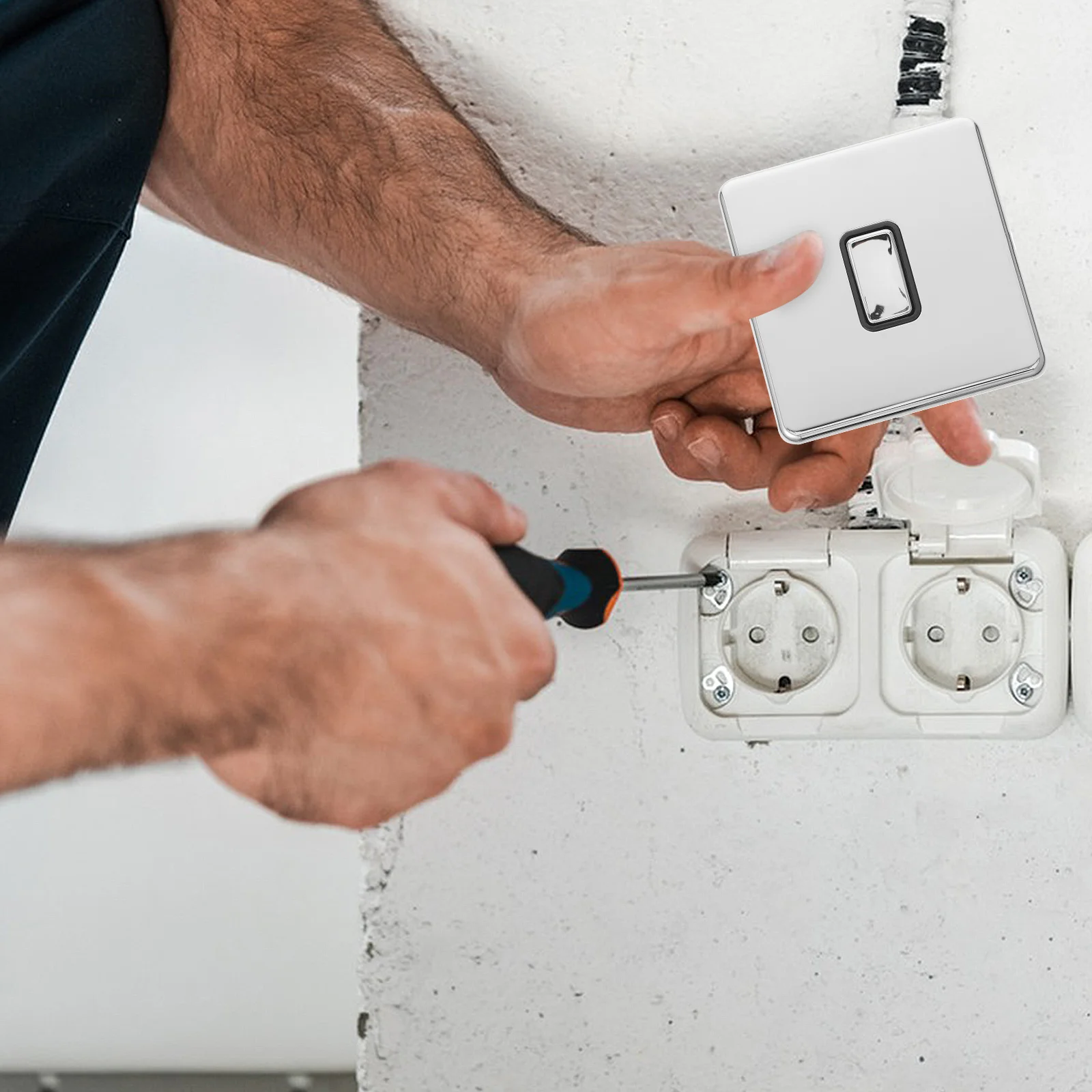 

Rocker Switch Wall Metal Stylish Panel Plate Steel Single Minimalist Intermediate Modern Decorator Toggle Button Mirror Finish