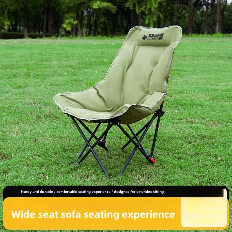 كرسي قمر قابل للطي للسفر في الهواء الطلق والنزهات والترفيه مع مسند ظهر مرتفع كرسي صيد محمول وقوي أثاث خارجي #1
