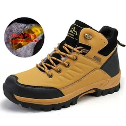 Brand Winter Men's Boots Warm Men's Snow Boots High Quality Leather Men Sneakers Outdoor Men Hiking Boots Work Shoes Size 39-46