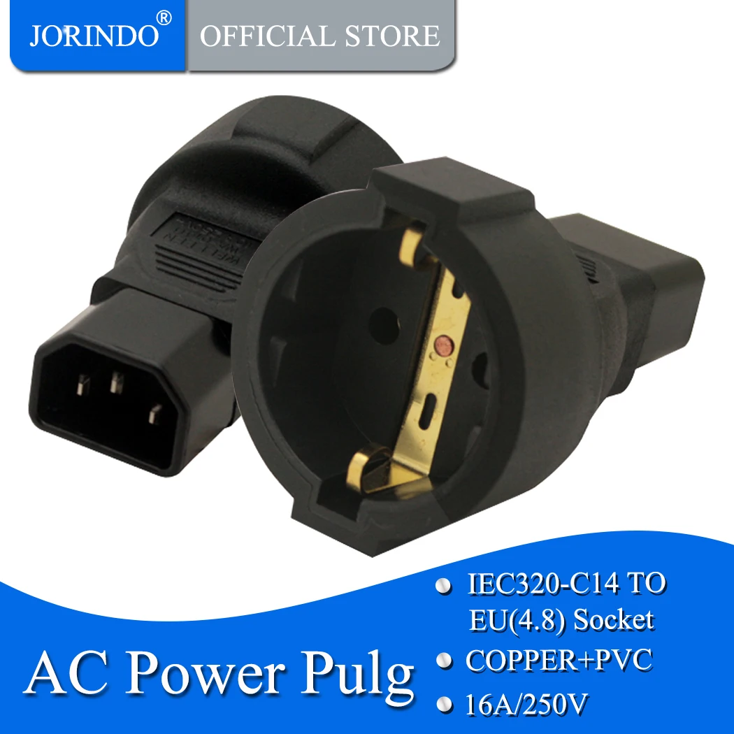 IEC320 C14 TO EU4.8mm Power conversion plug,German standard two hole socket to c14 plug AC plug power converter