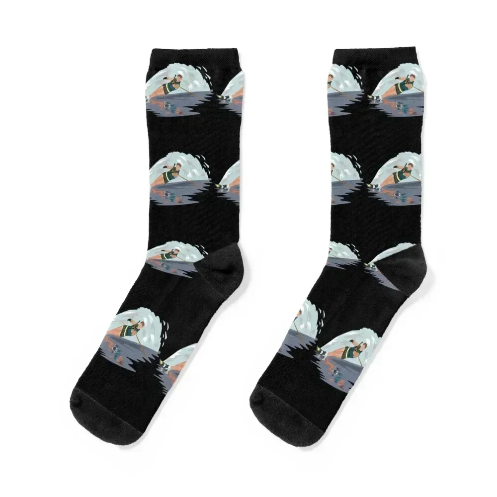 

WATER SKIING ON THE WAVES. Socks crazy anime christmas gifts Stockings Boy Socks Women's