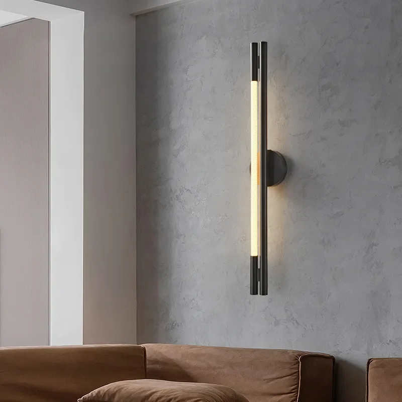 Modern Minimalist Wall Lamp Solid Copper Bedroom Bedside Light Luxury Designer Style Creative Living Room Background Decor