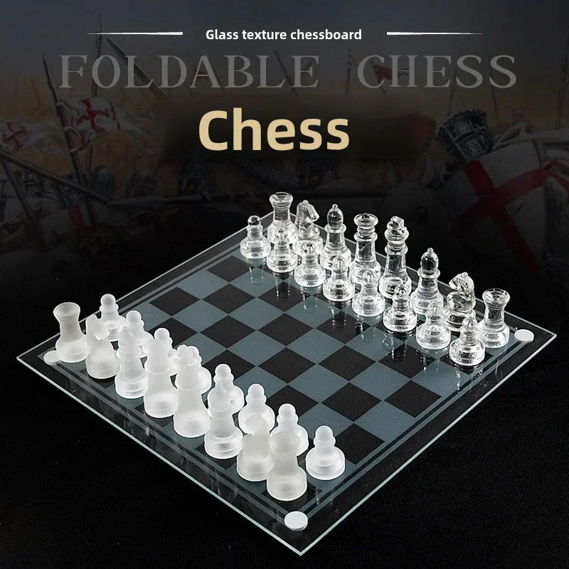 

Элегантный стеклянный хрустальный шахматный набор, идеально подходящий для отдыха в помещении, развлекательная головоломка, забавный идеальный подарок для всех возрастов
