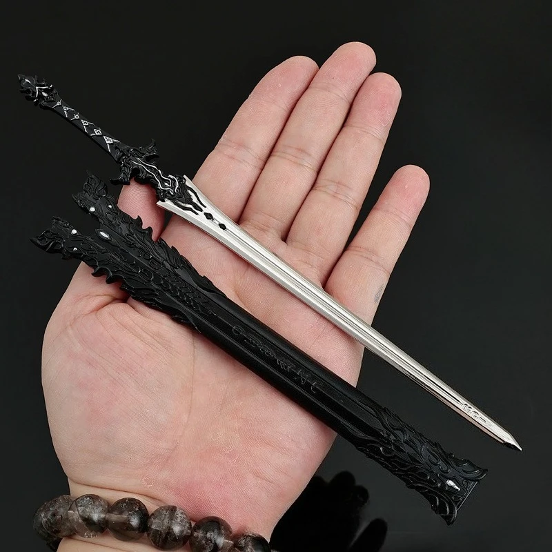 JX3 لعبة على الانترنت السيف الطرفي لقمع الأسلحة المعدنية الشريرة نموذج مع Scabbard تأثيري الدعائم الحلي الهدايا ألعاب للأولاد