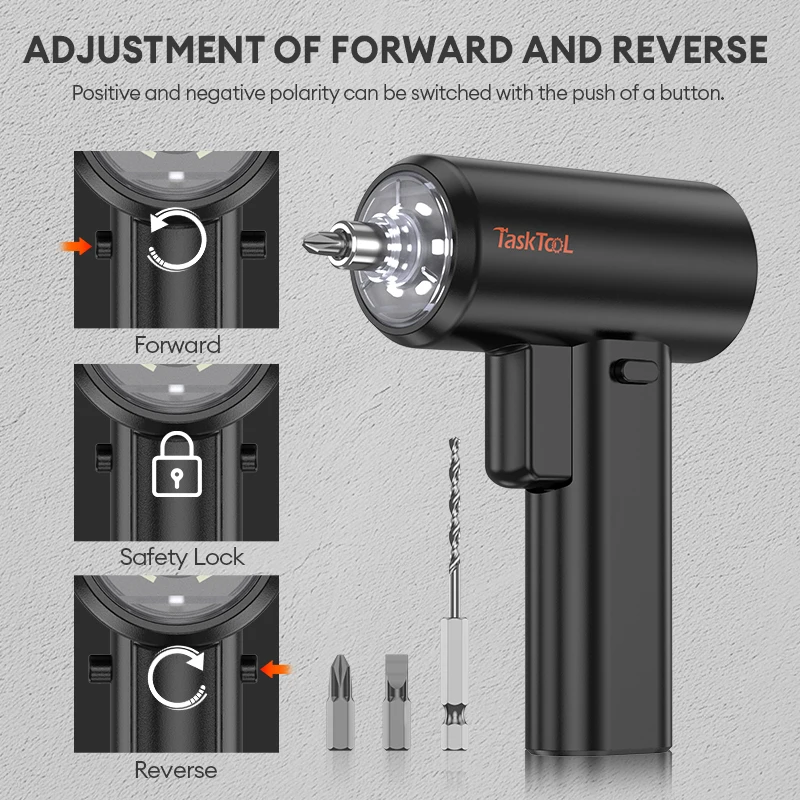 TASKTOOL Multi-Function Electric Screwdriver Set Precision Electric Screwdriver with LED Light for Home Appliance Repair  Drill