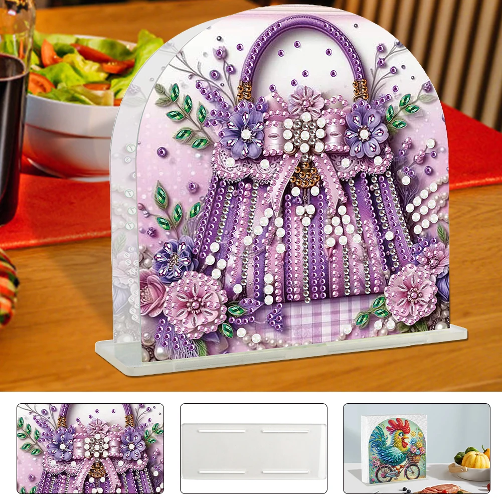 

Acrylic DIY 5D Diamond Art Painting Towel Holder Kit DIY 5D Diamond Art Painting Paper Towel Holder Kit Home Table Decor