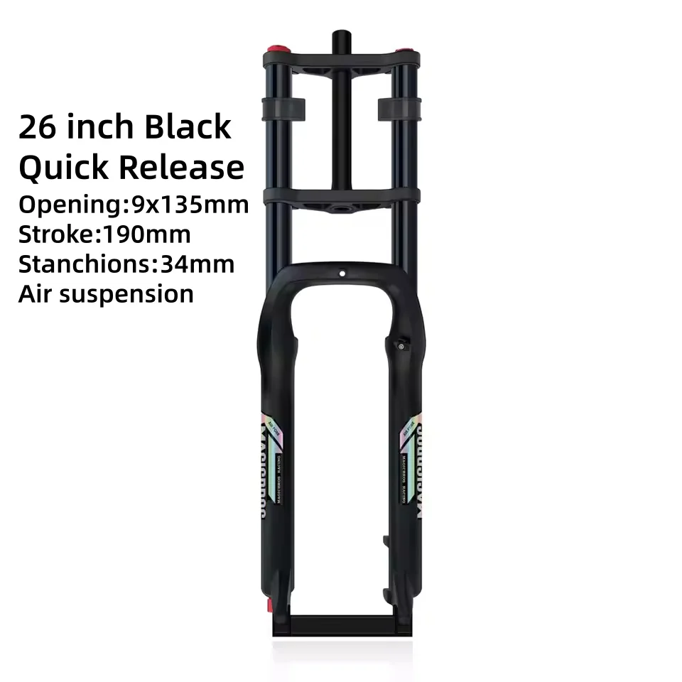 MAGICBROS 20"/26" *4.0 Dual Schouder Luchtvork voor Strand Sneeuwfiets Elektrische fietsen Dubbele Kroon Vork QR/Thru-As Reizen 190MM