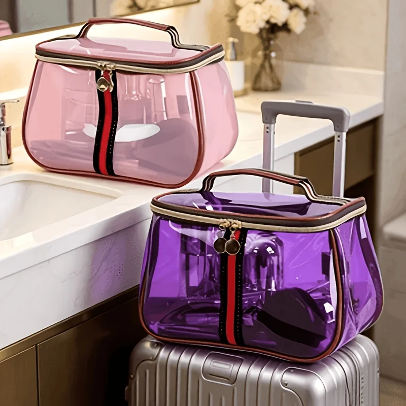 Apple Kosmetiktasche, tragbar und transparent, große Kapazität, ein Muss für die Reiseaufbewahrung, kann in der Hand getragen werden, geeignet zur Aufbewahrung von Toilettenartikeln und kann auch als Geschenk für Familie und Freunde verwendet werden. – Detail 2