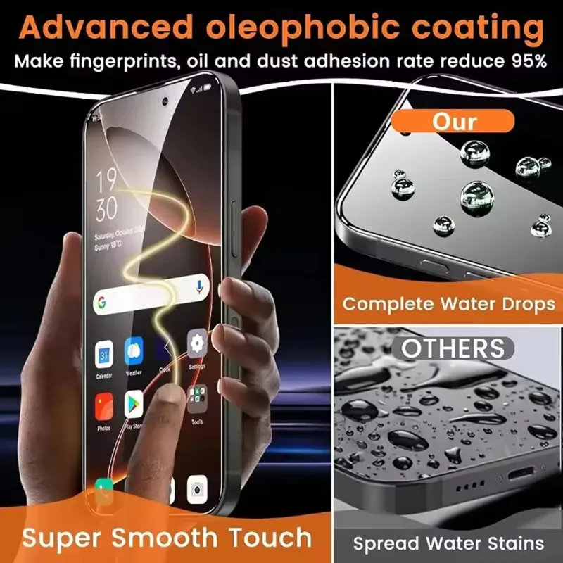 5 قطعة طلاء Oleophobic خالية من الغبار سهلة التركيب واقي للشاشة آيفون 16 14 15 11 12 13 17 برو ماكس XR X XS 7 8 16 Plus
