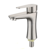 Bathroom Basin Faucet Stainless Steel Cold Water Tap Toilet Single Lever Kitchen Sink Tap Bathroom Washbasin Faucet
