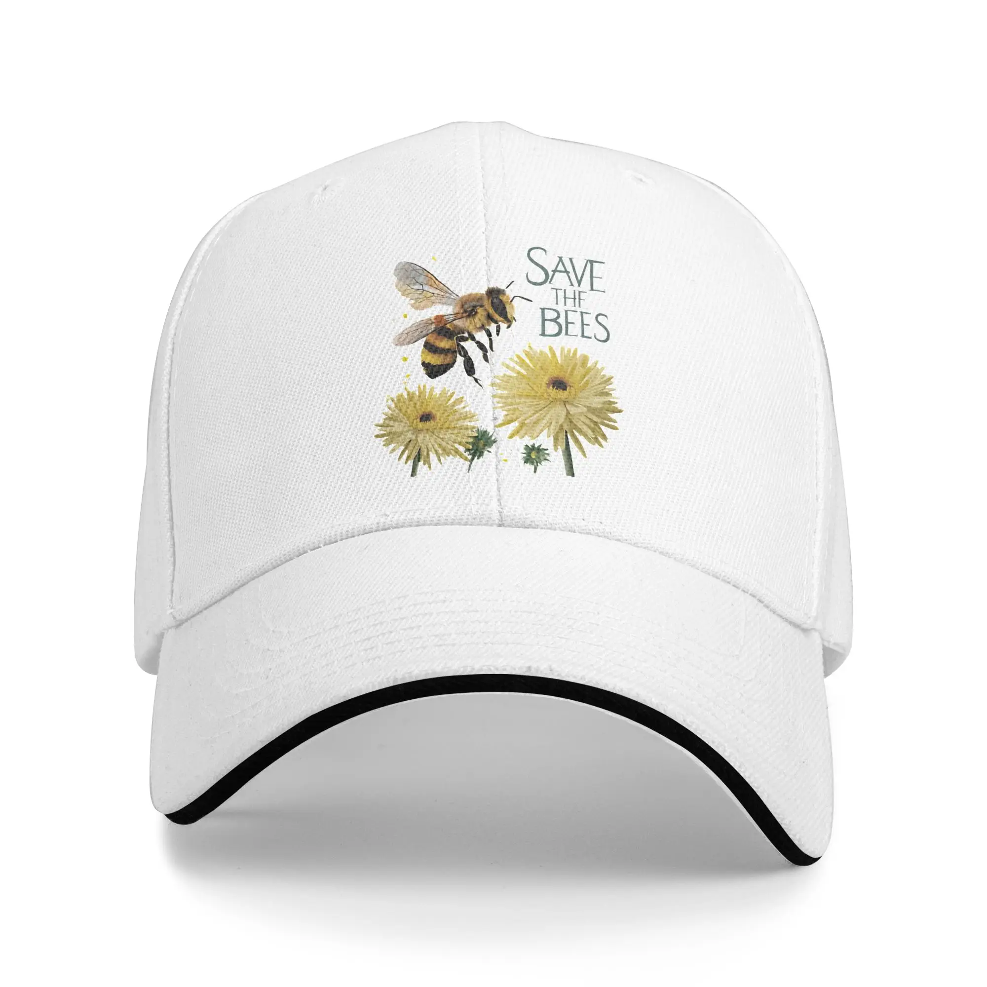 Save The Bees  Baseball Cap  Women Men Custom DIY Hip Hop Hats Summer y2k Cute Running Hippie Sun Visor Snapback Cap
