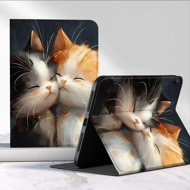 

Cute Pet Cat Art Cartoon Pattern For Samsung Galaxy Tab S11 A11 A9 A8 S6 A 10.1 A7 10.4 Plus 2025 2023 2022 Tablet Case