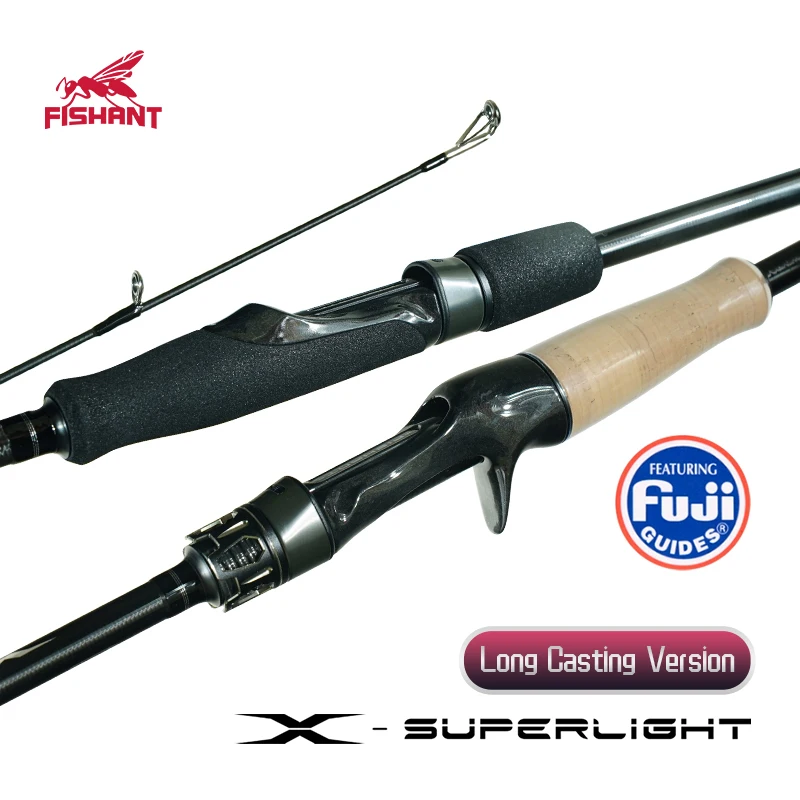 

FISHANT 2025 X-Superlight: T1100G+46T+40T Carbon, 82-110g, MF/F Action, SIC Guides 2-Section Design for Baitcasting/Spinning Rod
