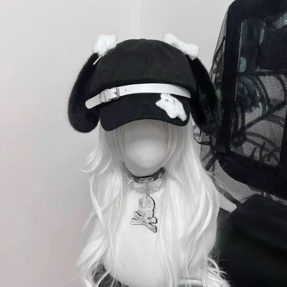 

Otaku Style Sweet Style Women's Berets Soft Fabric Winter Accessories Visors Cap Dog Eared Trendy Headwear Daily Use