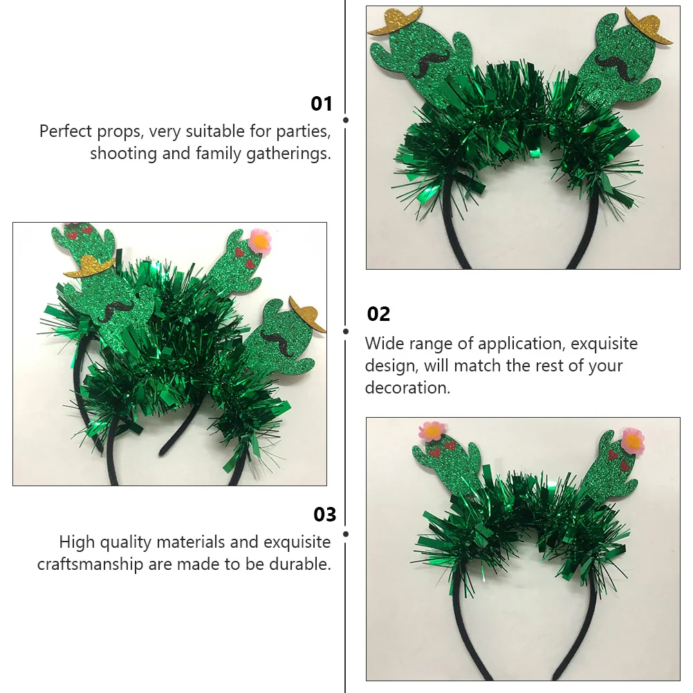 

2Pcs Floral Cactus Hair Hoop Creative Headband for Cosplay Party Stage Performance Photography Accessories Green