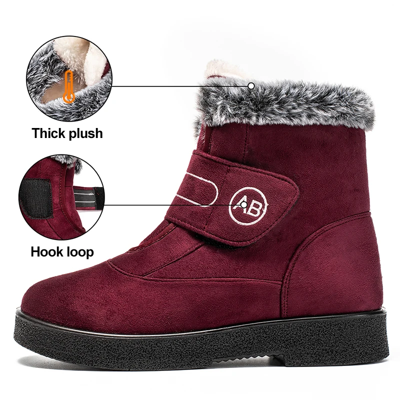 Plus Size 44 Thick Plush Snow Boots Woman 2024 Winter Keep Warm Fur Ankle Boots for Women Comfort Non Slip Cotton Padded Shoes