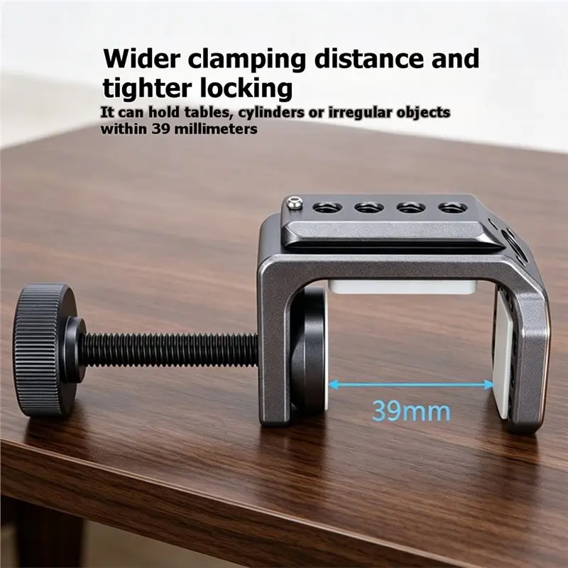 B63B-C-Clamp Desktop Mount For Camera/Smartphone Holder Adjustable Desk Clamp Includes Cold Shoe Mount Nato Rail