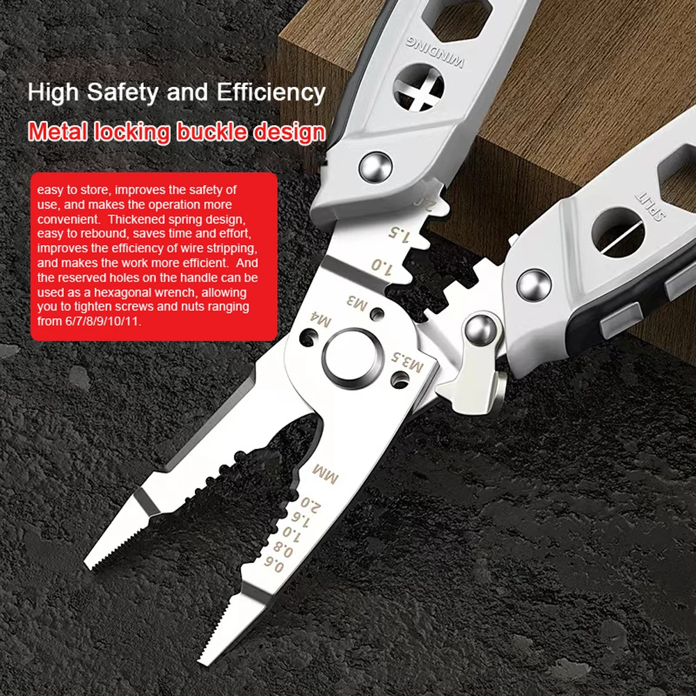 16in1 Multifunctional Wire Stripper Professional Wire Stripping Tool Portable Electric Cable Cutter Electrician Crimping Pliers