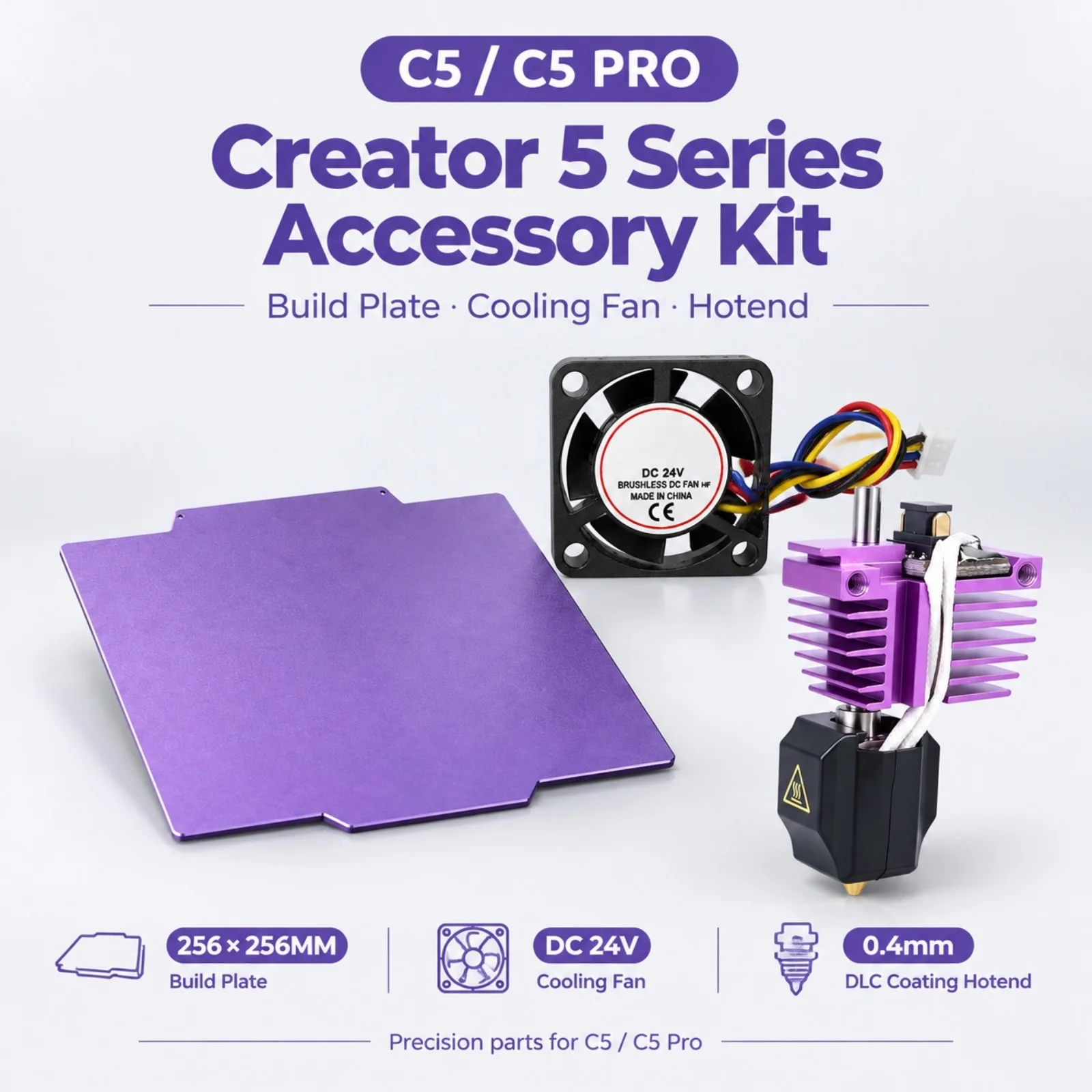 C5 Hotend Nozzle Assembly for Flashforge Creator 5 5 Pro Quick Swap Hardened Steel 0.25/0.4/0.6/0.8mm Extruder Replacement Parts