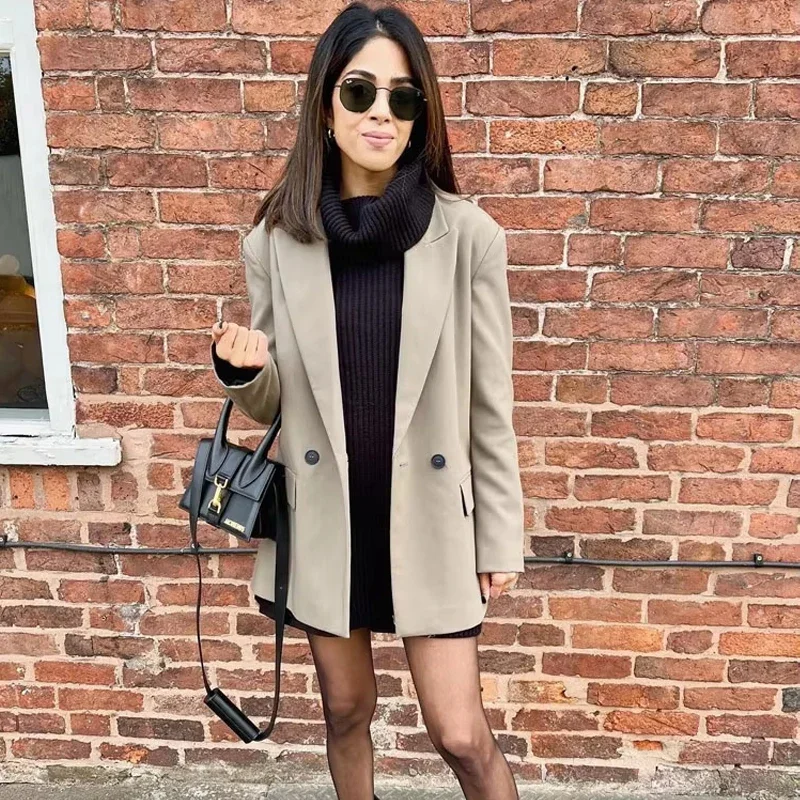 BWQ 2025 Women's Blazers New Office Casual Blazer Woman Straight Outerwears Fashion Women's Tailoring Blazers for Women Coats