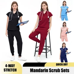 Women Stretch Hospital Uniform Quick-Dry Surgeon Work Clothes Cheap Pediatric Scrub Set Breathable Operating Room Suits MW005