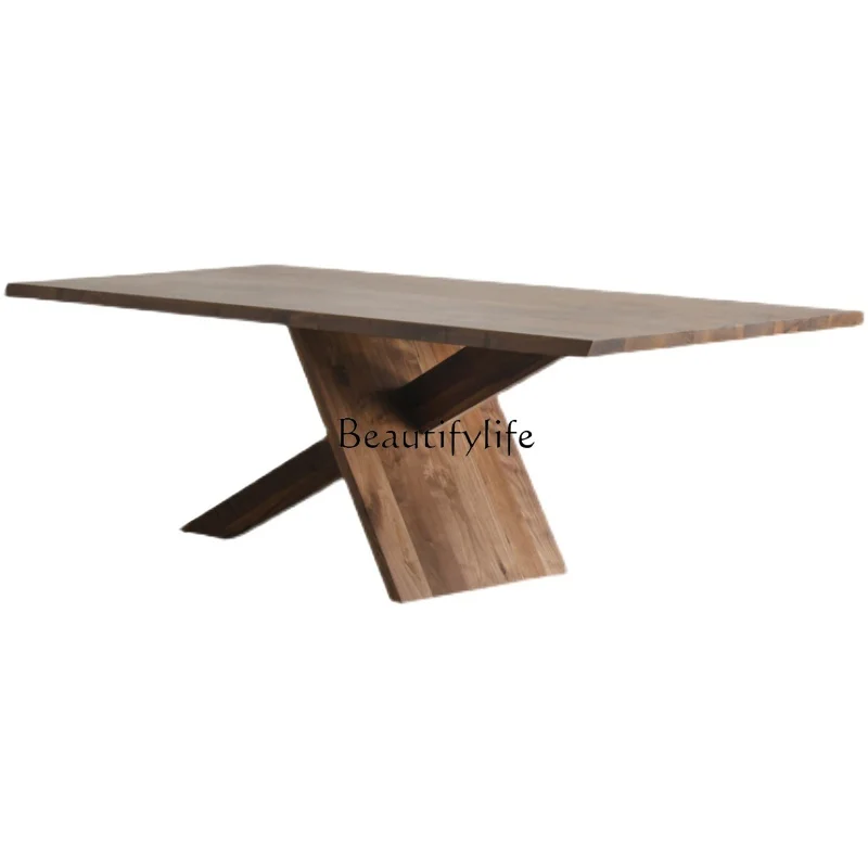 

Nordic Solid Wood Dining Table North American Black Walnut Italian Minimalist Log Computer Desk Large Board Workbench